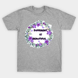 Different is beautiful purple wreath T-Shirt